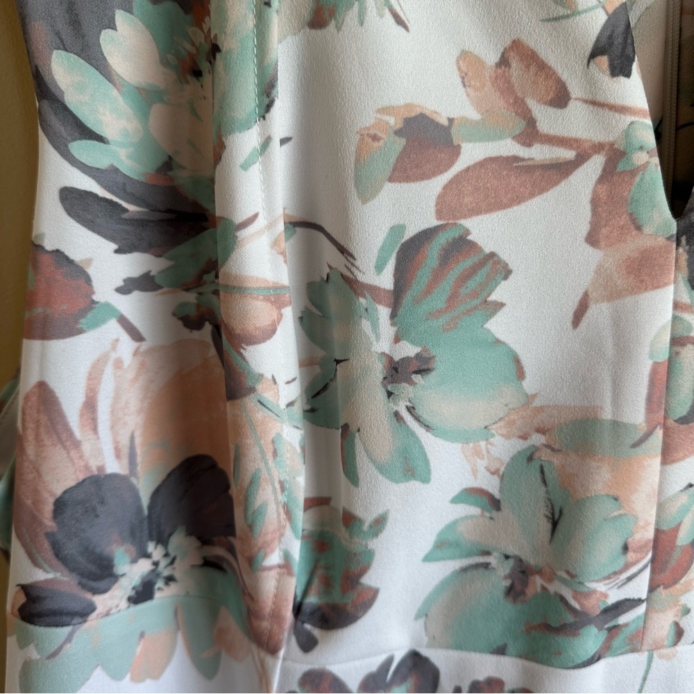 NWT Calvin Klein Women's Floral Dress Plus 22W V Neck Lined Zipper Stretch - Picture 5 of 13